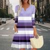 Women's Summer Dress Loose V Neck Three-quarter Sleeve Sundress With Pockets Dress