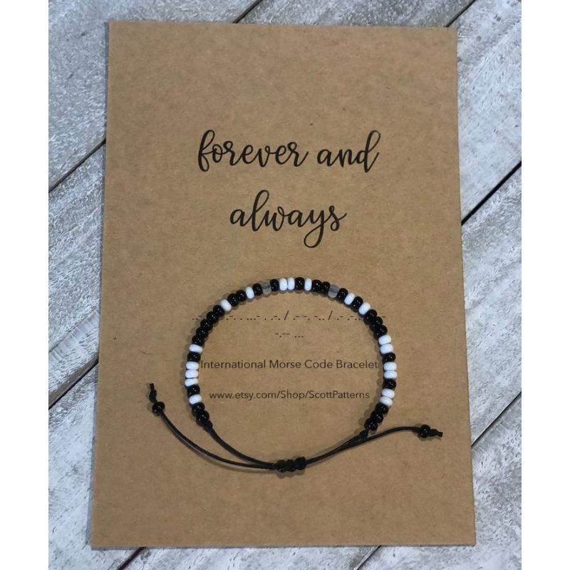 JYL TS Bracelet  Bohemian Morse Code Weave With Card Invokes Mystery & Connection