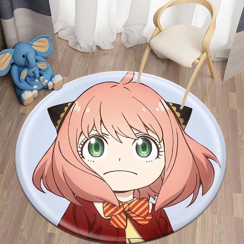S- SPY×FAMILY Japanese Anime Cute Anya Forger Print Round Carpet.Bedroom,Balcony,Entry Door,Chair Non-slip Mat.Gift,Picnic,Rug