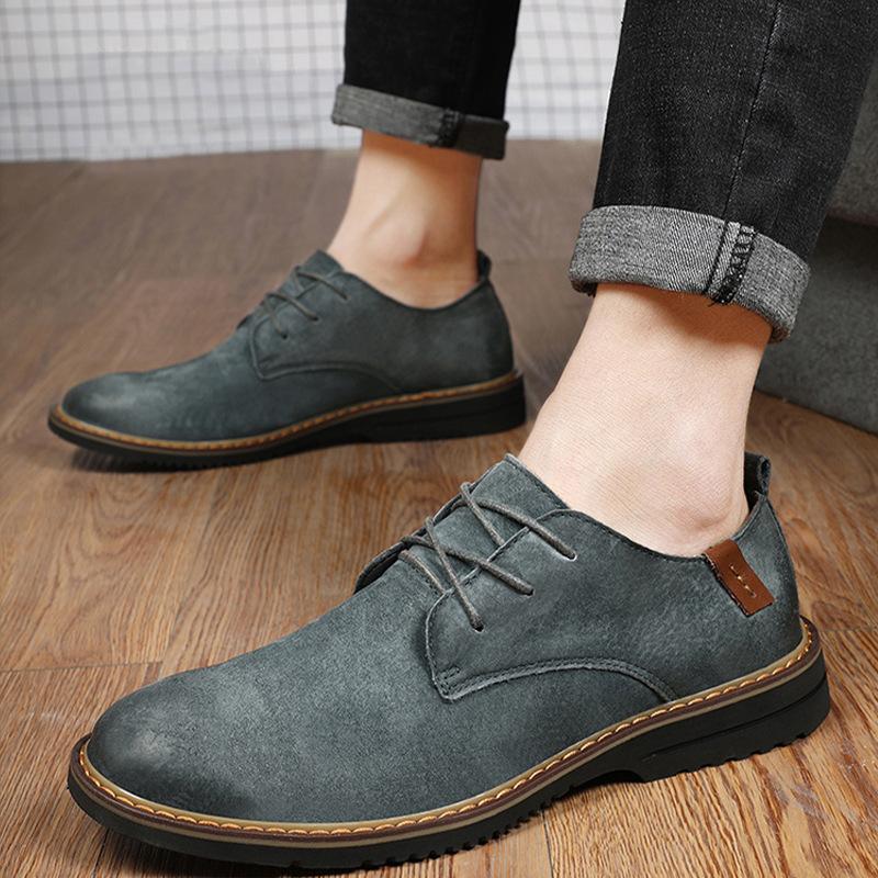 Leather Shoes Men's Leather Casual Shoes Soft Surface Soft Sole Men's Shoes Large Size 4546 One Pedal