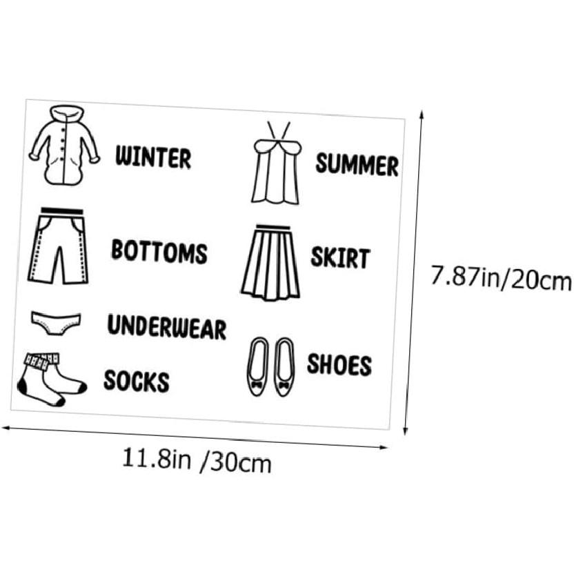3pcs Boy Girl Clothing Labels Self-Adhesive Clothing Sort Stickers for Dresser Organization Educational Decals for Wardrobe with Pictures and Text