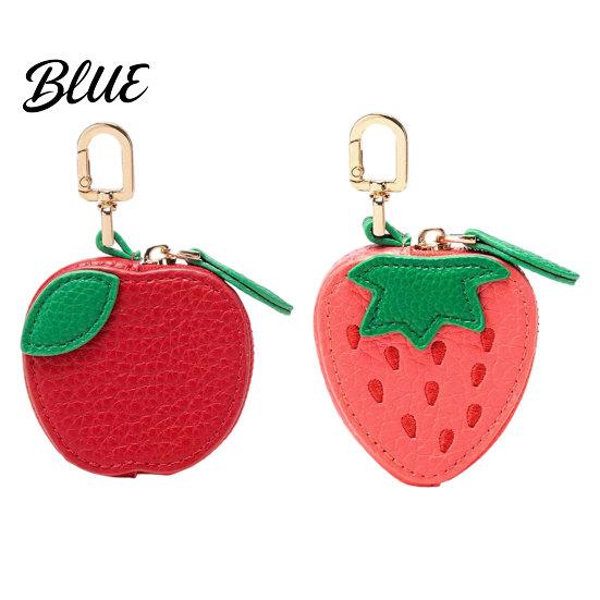 Headphone Case Pouch Faux Leather Coin Wallet Fruity Pattern Mini