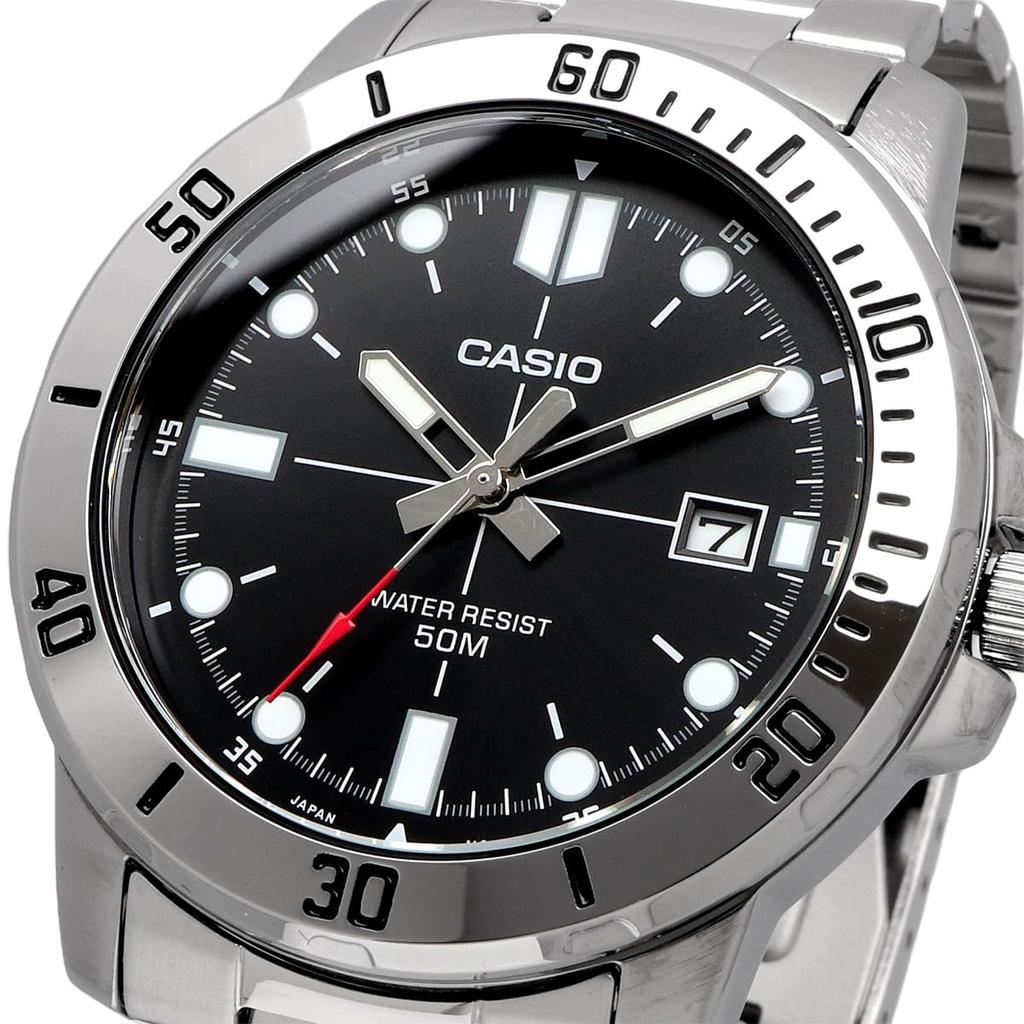 Casio Standard Analog Quartz Men's Watch MTP-VD01D-1EV with Metal Band, Black, International Model [Parallel Import]