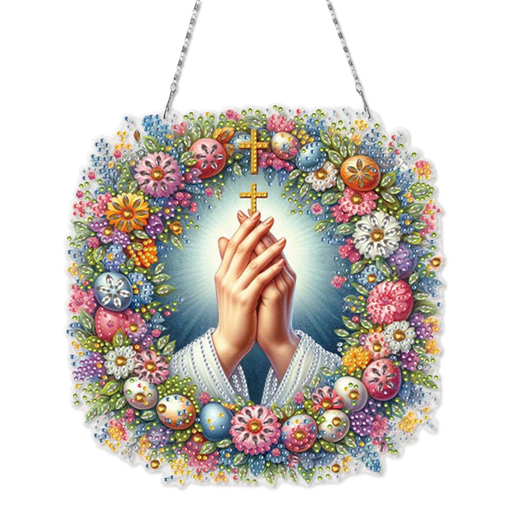 2pcs Acrylic 2D Flat DIY Special Shape Rhinestone Diamond Art Window Pendants Diamond Art Pendant Wall Decor for Home & Windows