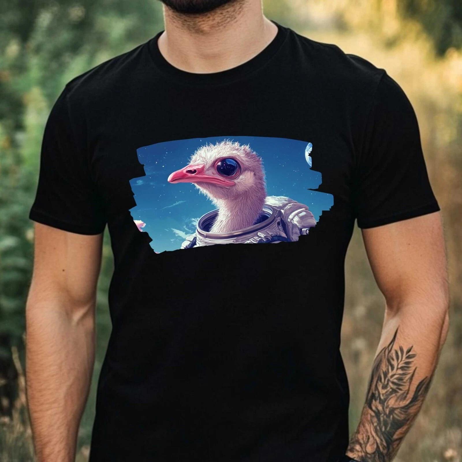 T-Shirt Herren Strauß als Astronaut Motiv Baumwolle Größe XS bis 5XL XL
