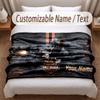 Harley-Davidson Printed Flannel Blanket Custom Name Text Soft Warm Throw For Bedroom Holiday Gift