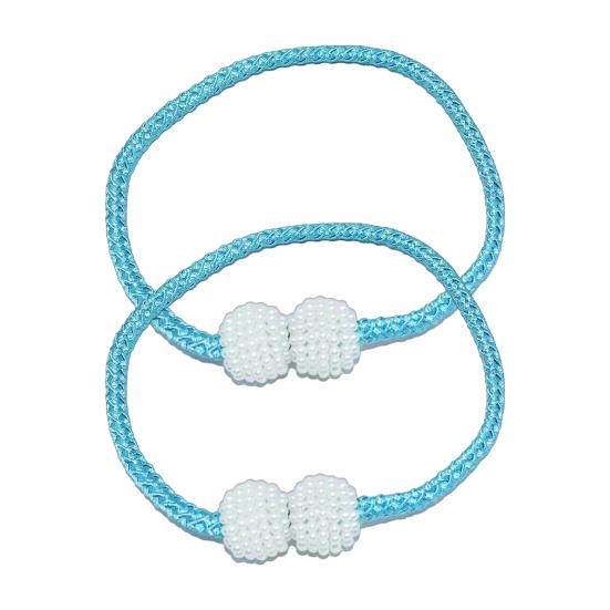 1 Pair Magnetic Curtain Tiebacks, Woven Rope Beaded Curtain Holders, Decorative Drapery Holdbacks for Living Room Bedroom