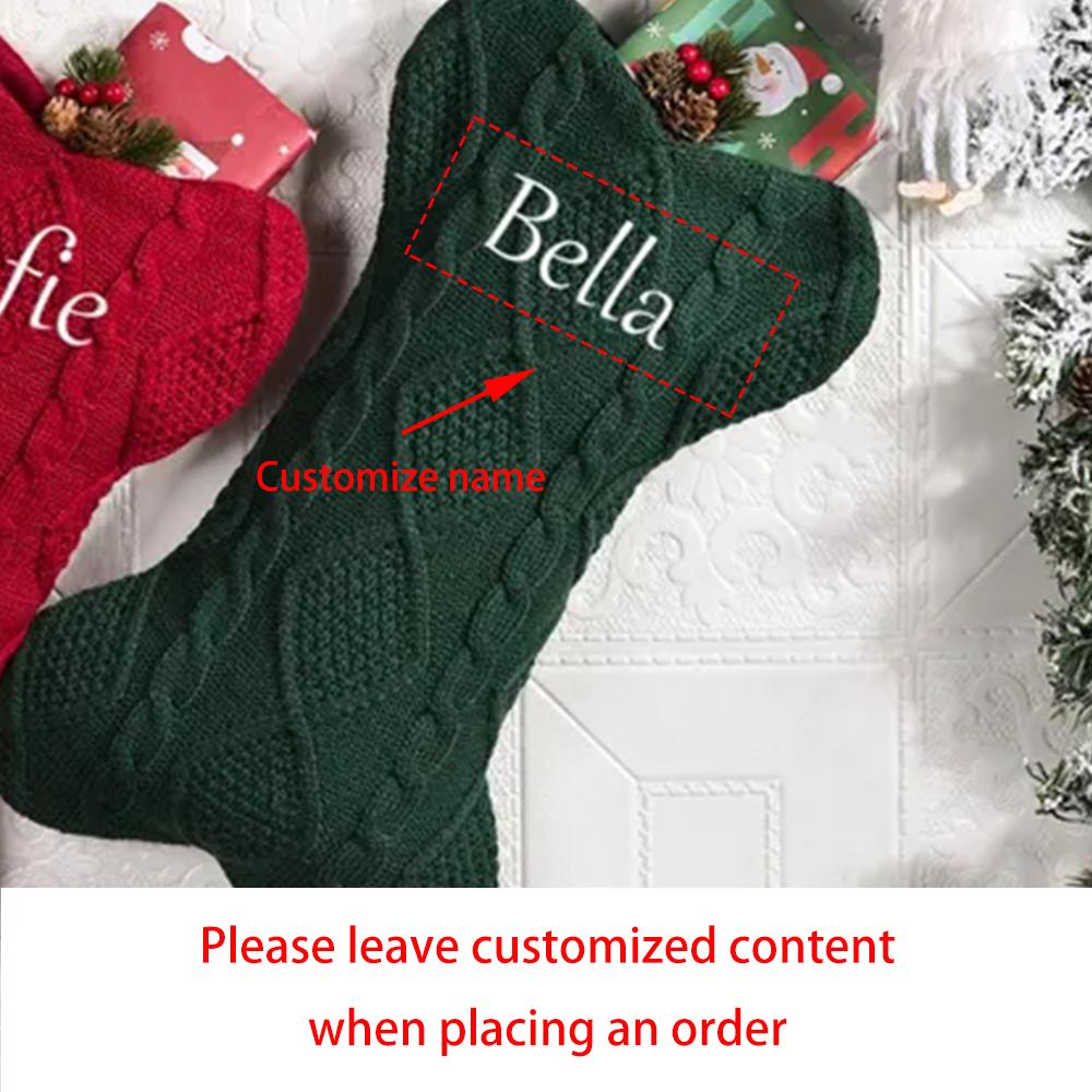 

Custom Bone Christmas Stocking Dog Bone Knitted Christmas Stocking with Name Bone Holiday Stocking for Dog Santa Sack Kid Gift 1pcs 24x42cm