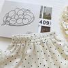 Girls' 2026 Summer Polka Dot Two-Piece Set: Stylish Lapel Top & Lace Shorts