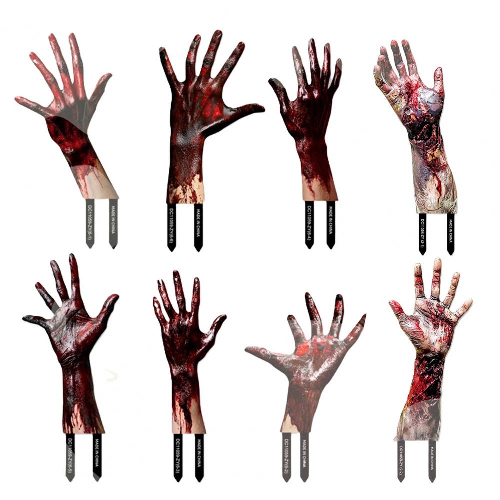 Pvc Garden Cards Spooky Yard Decorations Spooky Halloween Garden Stake Set with Blood Ghost Hand Shape for Creating for Garden