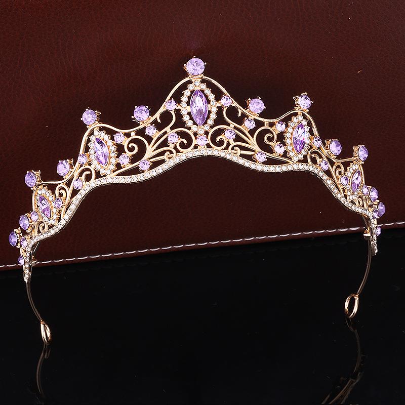 Retro Bride Crown Girl Princess Birthday Crown Alloy Rhinestone Headband Wedding Dress Accessories