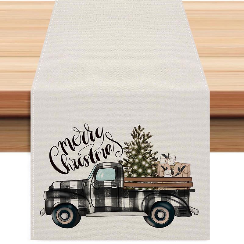 

Різдвяний льон: Популярна скатертина з принтом для вечірок і чаю, доставка в той же день Style 4, 33*183cm