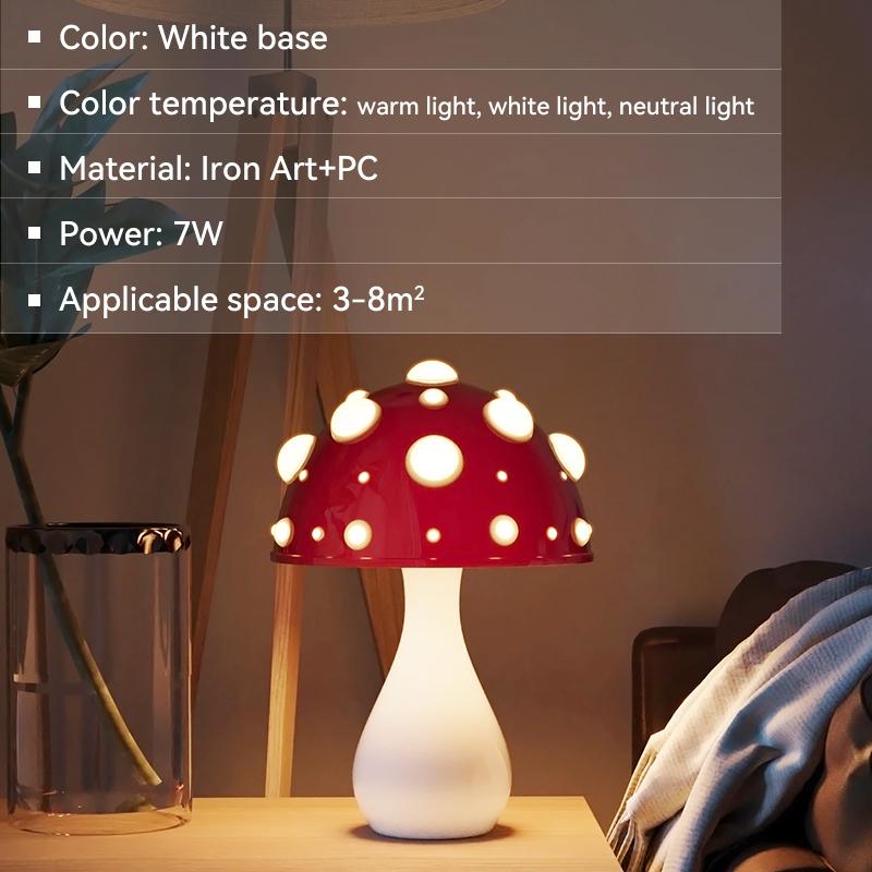 Zhongshan Red Metal Mushroom Lamp Bedside Indoor Decoration Three Color Reading Table Lamp for Bedroom
