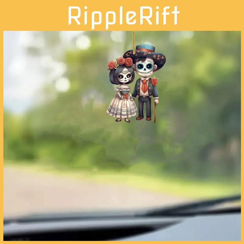 Halloween Couple Skull Acrylic Car Decoration With Cartoon Style For Interior Decor
