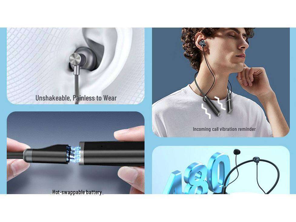 Wireless Bluetooth Neckband Earbuds: Sports In-Ear, Noise-Cancelling, Long Battery Life, New Model