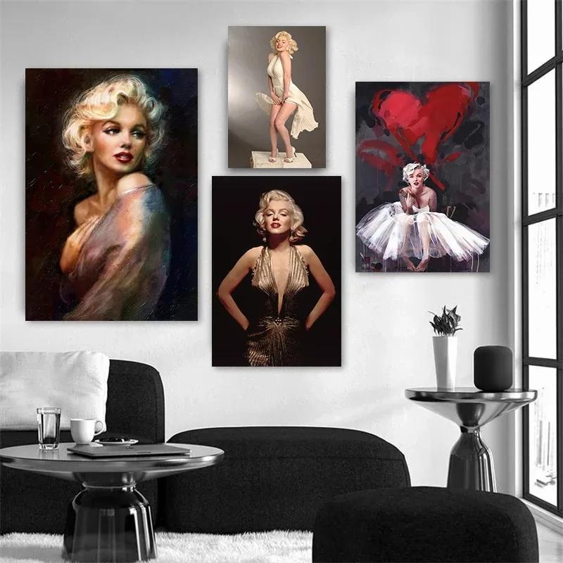 Klasické plátno s filmovou hvězdou Sexy Marilyn Monroe Portrét Plakáty Tisky Nástěnné umění Obraz pro obývací pokoj Domácí dekorace