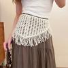 Vintage ethnic wind wood bead woven fringed waist chain bohemian belt clothing