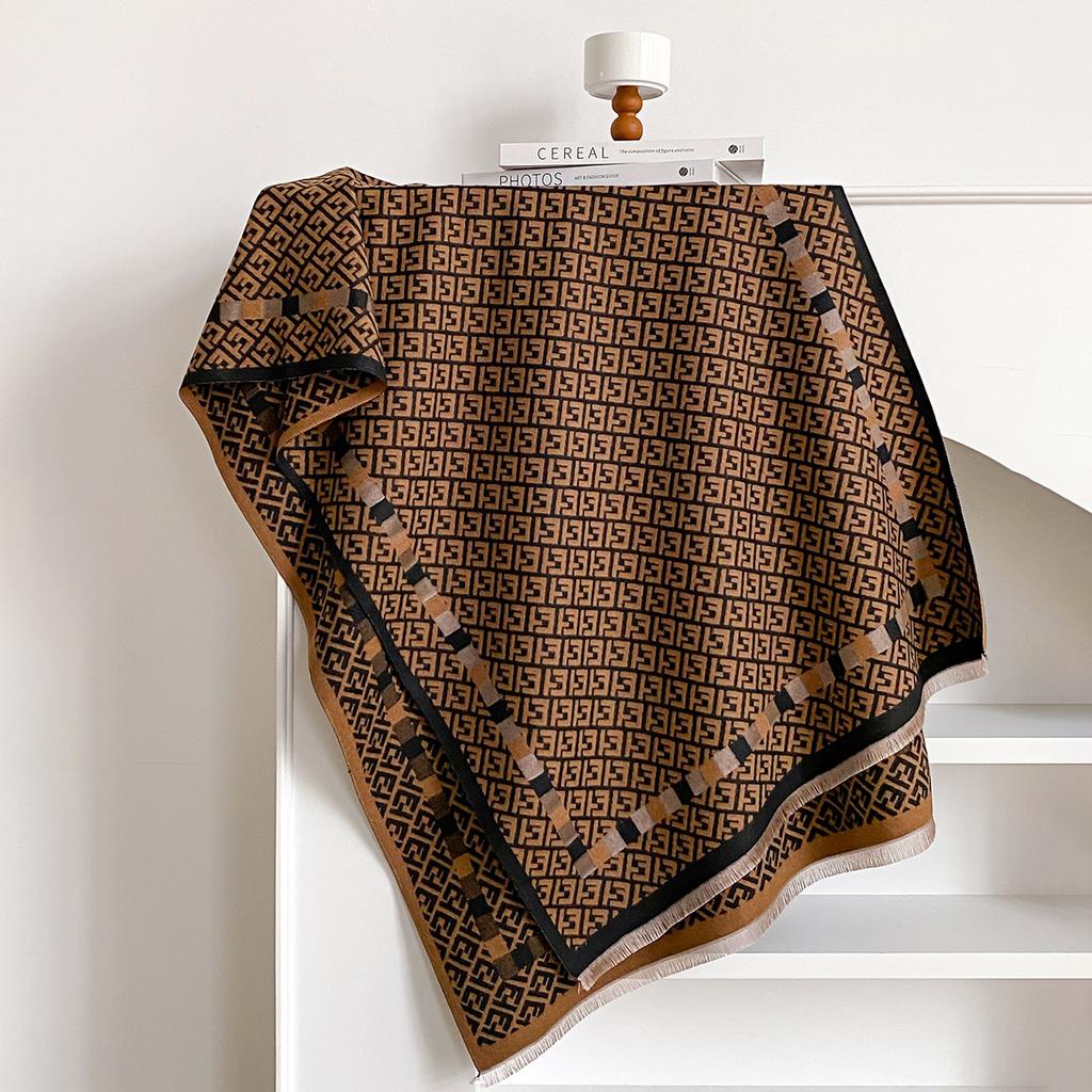 Doppelzweck-Imitationskaschmirschal, warm für klimatisierte Räume, modisches Plaid-Spleiß-Tuch, verdickter warmer Schal für Herbst und Winter