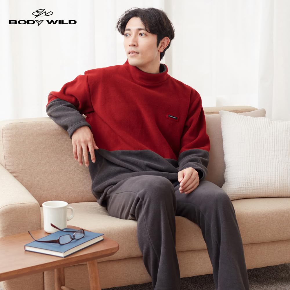 Body Wild Fleece Long Sleeves and Charcoal Gray Men's Loungewear, Pants,
