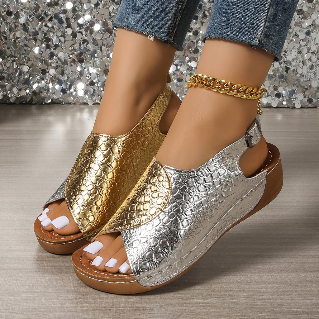 Casual Buckle Strap Wedge Sandals for Women Summer 2026 Elegant Fish Platform Women' Sandals Comfortable Plus Size Slides Female