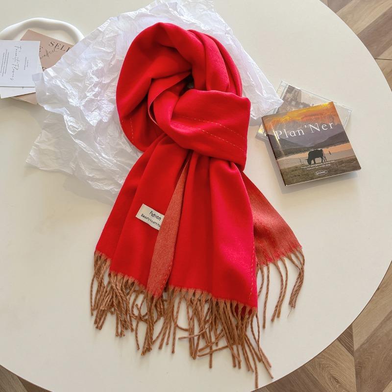 Winter Atmosphere Coat Wear Gentle Taro Purple Soft Waxy High-end Scarf Shawl Women's Double-sided Two-color