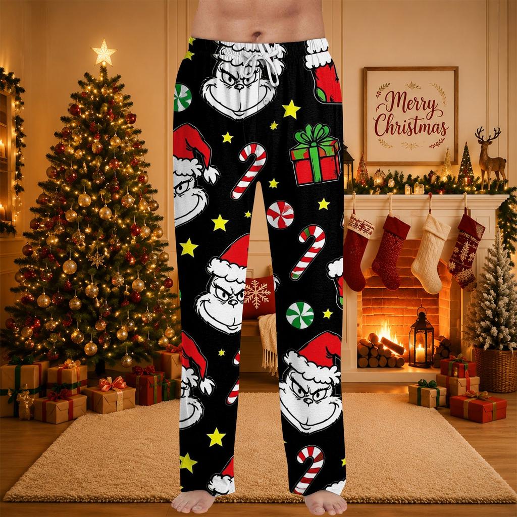 Men's Christmas Print Sleep Pants for Casual Lounging