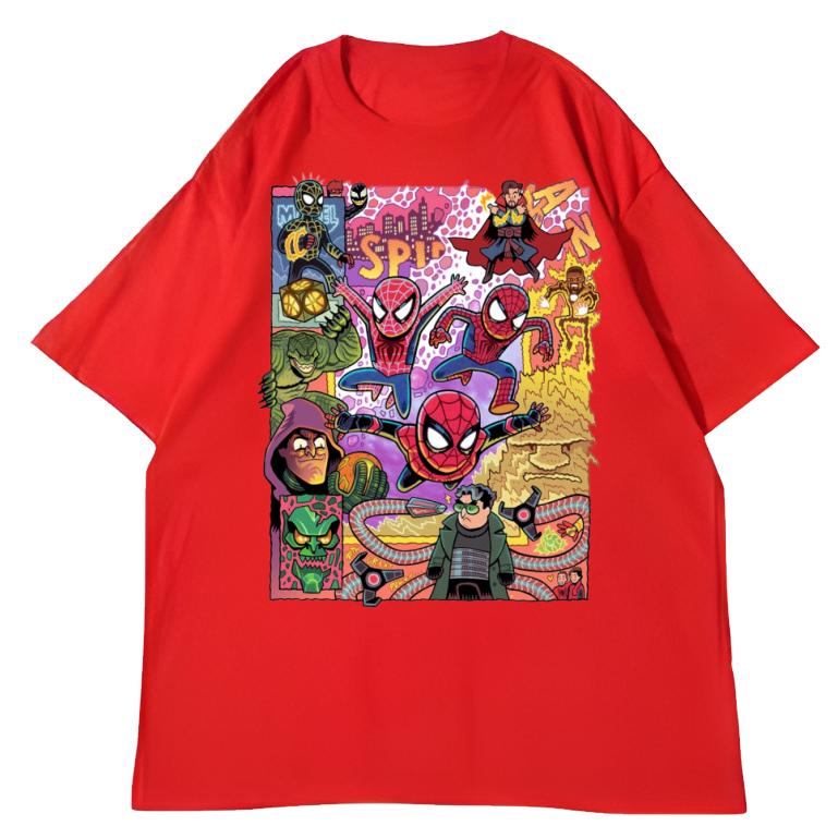 

Adult and Childrens SpiderUnisex with Classic Villains Qversion Fun Marvel Cotton Short Sleeves S