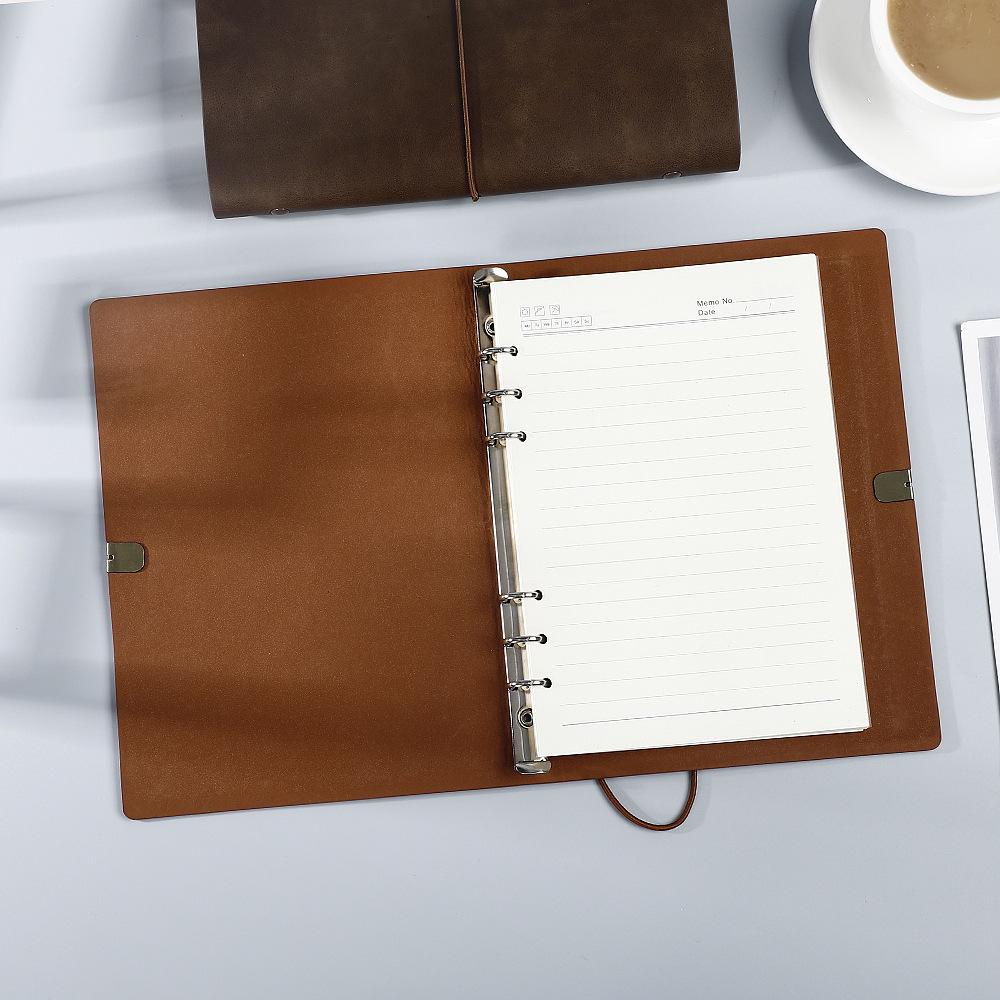 A5 Weicher Einband Lychee-Struktur Spiralblock - Abnehmbarer Leder Business-Notizblock für Besprechungen