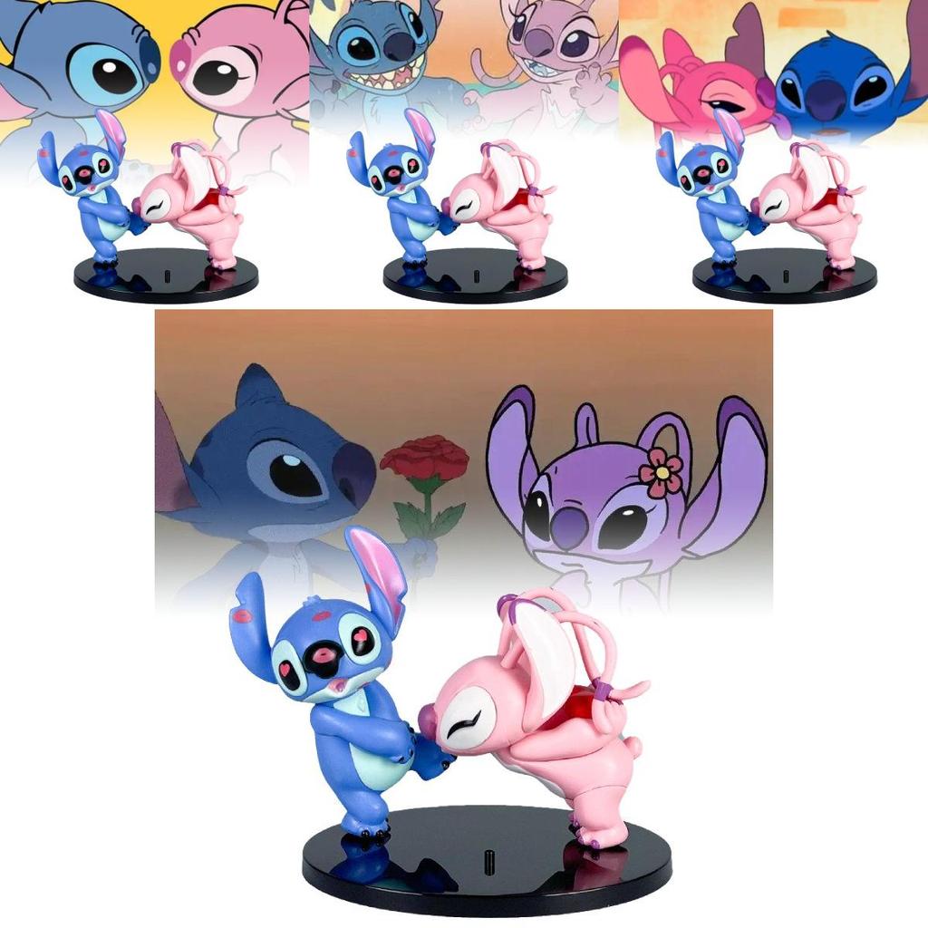 Entzückende Anime Stitch Angel Paar Figuren Pvc Modelle Perfekt für Autodekoration