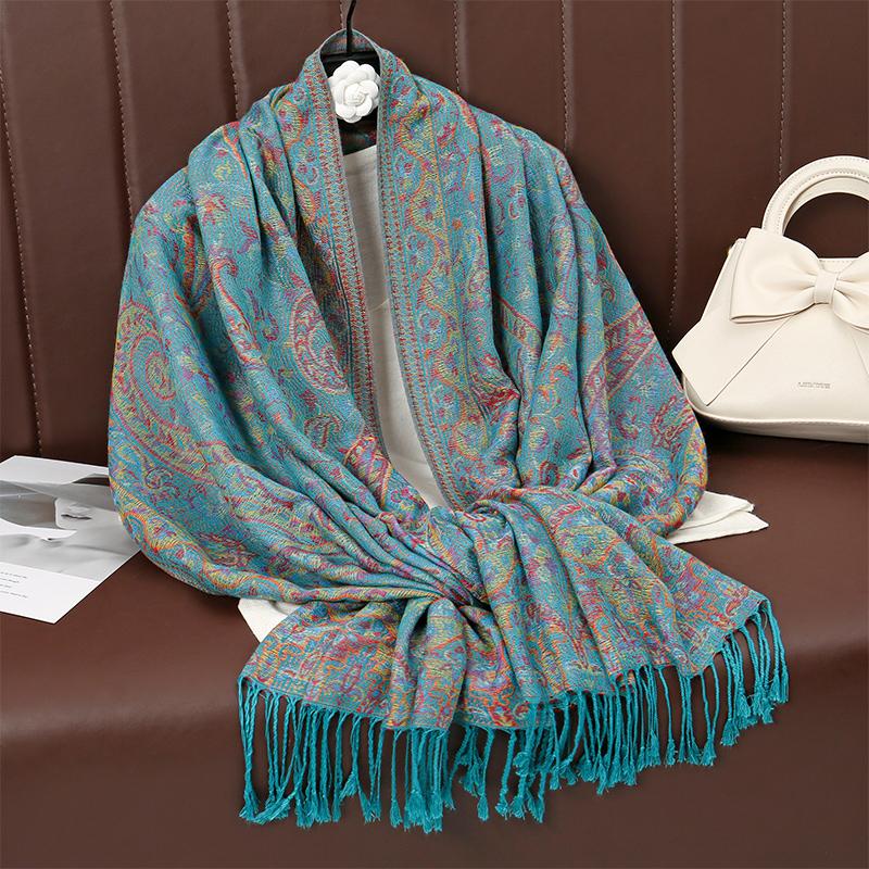 New Winter Women Cotton Jacquard Scarf Big Shawl Fashion Elegant Lady Long Printing Decorate Scarves Sun Protection Bandana