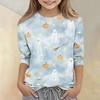 Kids Halloween Print Crew Neck Three Quarter Sleeve Casual T Shirt Top for Boys and Girls Soft Comfortable Fabric Suitable for Everyday Wear