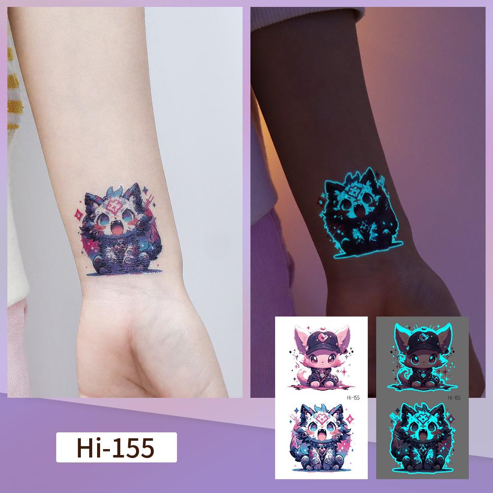 Rikalong Blaue Leuchtende Tattoo-Aufkleber: Niedliche Tierdesigns für Haustiere & Festivals