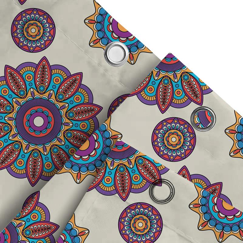 Decoratieve Douchegordijn Set Meerkleurig Mandala Bloemenpatroon, Polyester Stof Waterdicht Voor Badkamers 180 X 180Cm