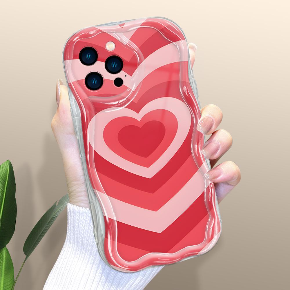 Cartoon Pattern Cream Texture Casing Wavy Edge Soft Silicone Cover Phone Case for IPhone Samsung Huawei Honor Xiaomi Redmi OPPO Realme Vivo Infinix