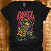 Party Animal Giraffe DJ T-Shirt | Retro Music Illustration, 100% Cotton Tee