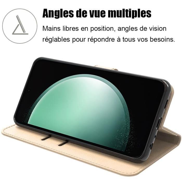Coque de protection - BOOLING - pour Samsung Galaxy S23 FE - Cuir PU doré - Antichoc - Poche à cartes