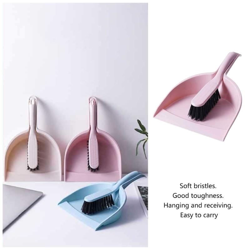 Small Broom and Dustpan Set Mini Hand Broom Dust Pan with Cleaning Brush Combo for Home Desktop Sofa Kitchen Keyboard