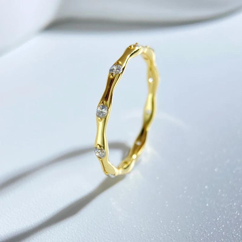 925 Silver Zircon Simple Personalized Bamboo Ring For Women Anniversary Party Fashion High Quality Fine Jewelry