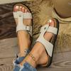 Fashion Ladies Shoes 2025 Hot Sale Open Toe Women's Slippers Summer Buckle Solid Outdoor Casual Beach Flat Slippers Zapatos De Mujer