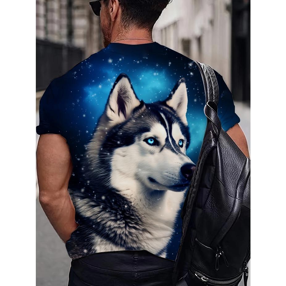 Fish Pattern Tee Tiger and Wolf 3D Printing T-shirt Men's Fashion Streetwear Tops Summer Short Sleeve Funny Tee Shirt