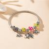 Adjustable Beaded Bracelet with Elephant Pendant Letter Crystal Beads and Floral Charm DIY Jewelry Making Kit