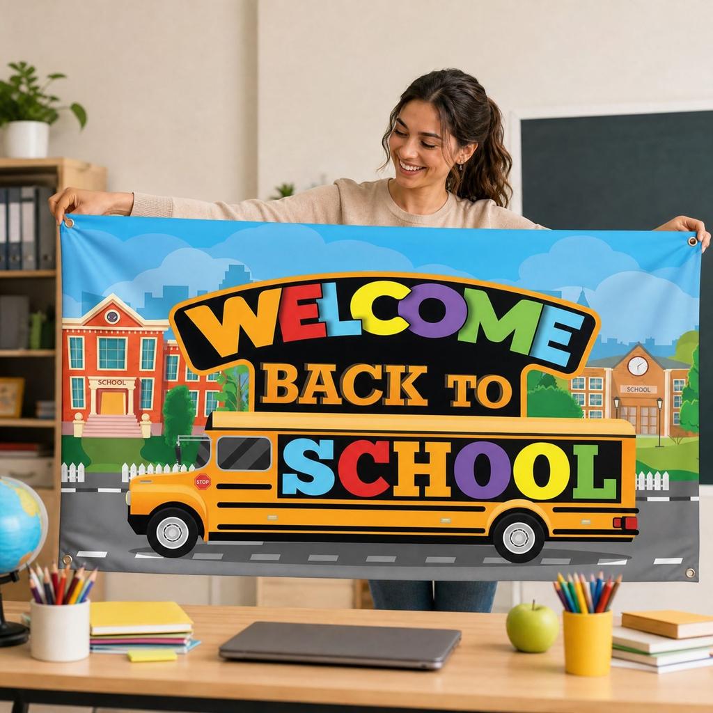 Back to School for Decor, Party Hanging Banners for Students, Photo Booth Background