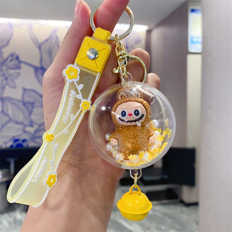 Cartoon Rocking Music Rabub Keychain Pendant Cute Labubu Bubble Beads Schoolbag Car Pendant
