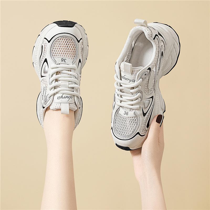 Dad shoes women s new summer thick-soled heightening mesh white shoes casual sports mountaineering shoes new thick-soled 34