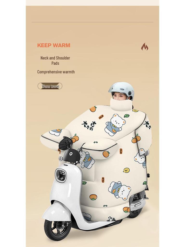 Thickened Windproof Winter Quilt for Electric Car & Motorcycle - Extra Large, Warm, and Coldproof Cover with Widened Shoulder Protection