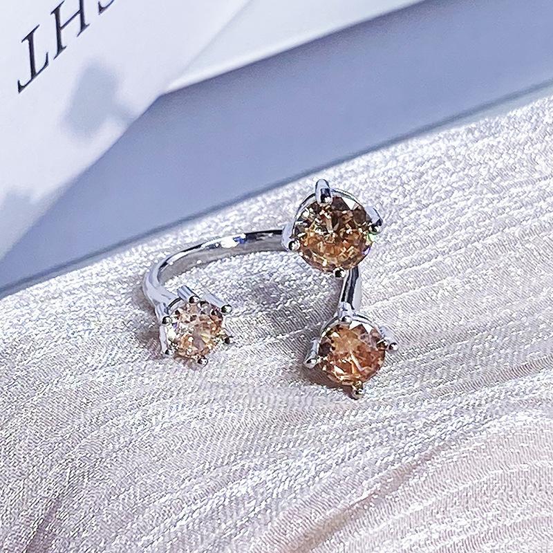 Color Treasure Multi-Color Full Diamond Zir*****Pen Ring Light Luxury High-End Super Flash Niche Design Ring