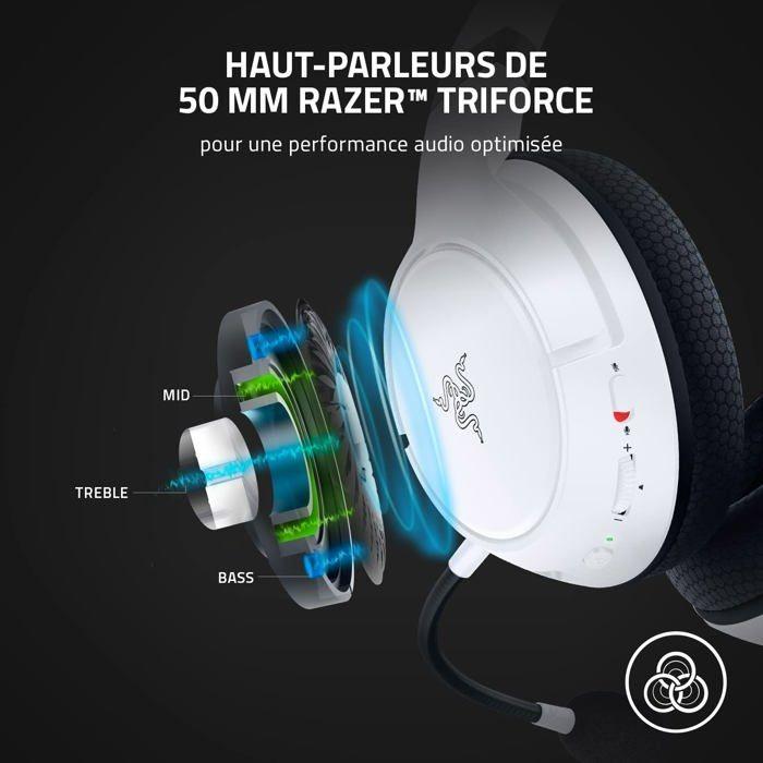 Casque - razer - kaira - blanc - sans fil - haut-parleurs en titane 50 mm