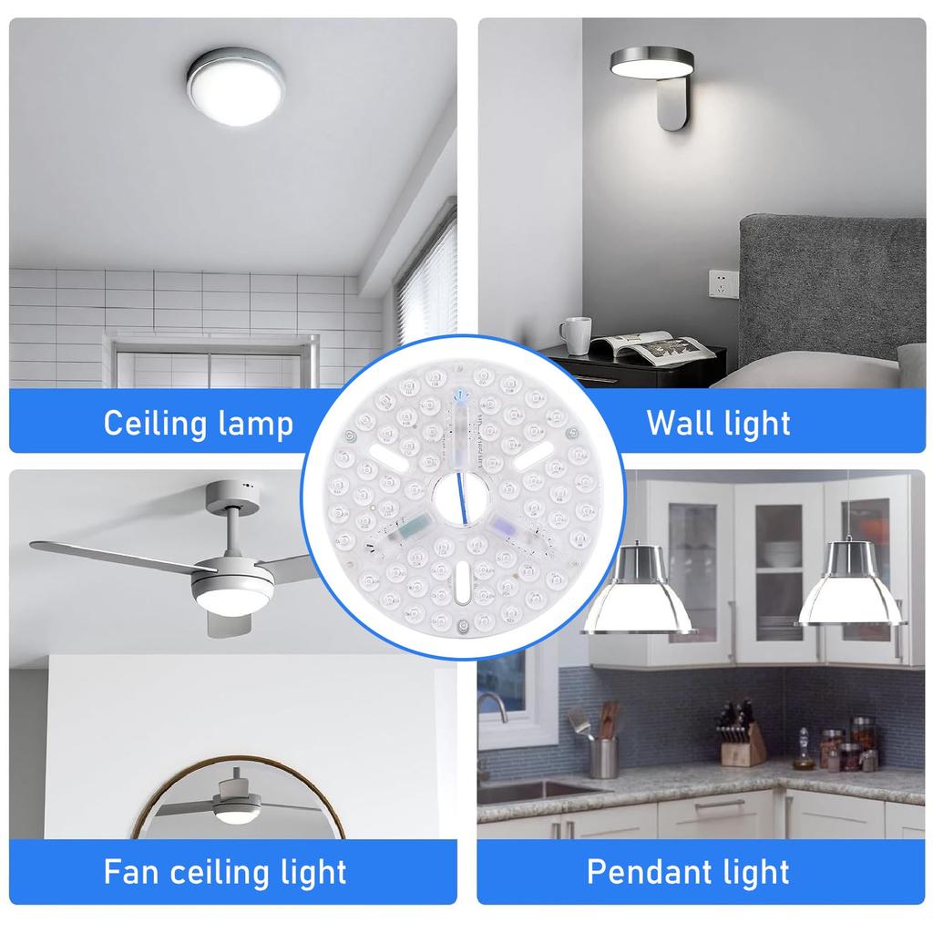 6.5 Inch Ceiling Fan LED Light Replacement PC 3 Color Dimmable Flush Mount Eye Care LED Fan Light Board Panel Retrofit