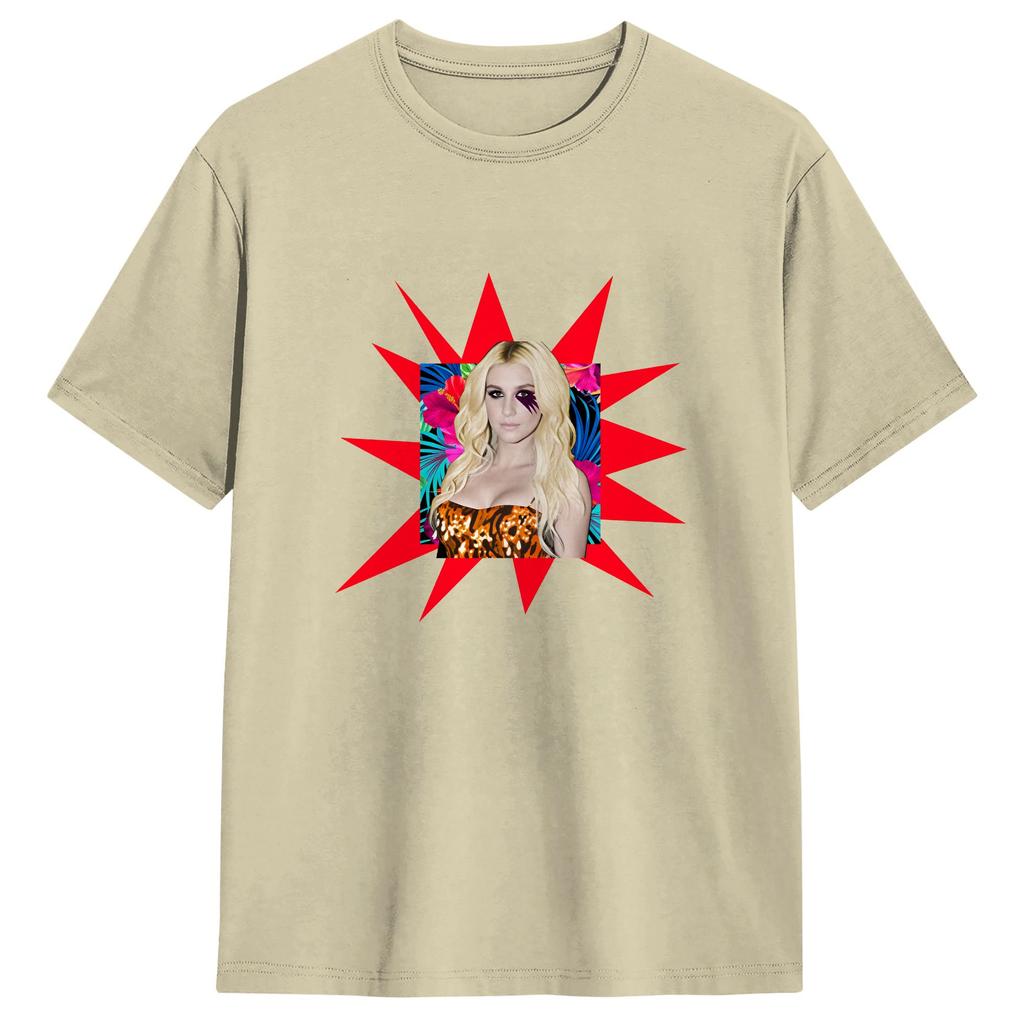 Singer Kesha TShirt Unisex Vintage TShirts Beach Comfortable Novelty Tee Shirt Loose Oversized Clothes