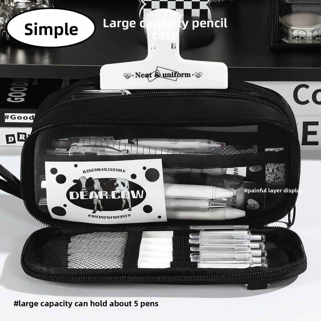 Simple Hanging Multi Compartment Pen Case With Durable Fabric For Students And Office Use